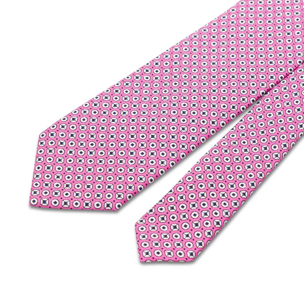 Pink Classic Motif Silk Cotton Tie