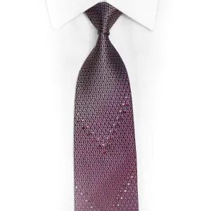 Pink Geometric On Navy Rhinestone Tie With Silver Sparkles