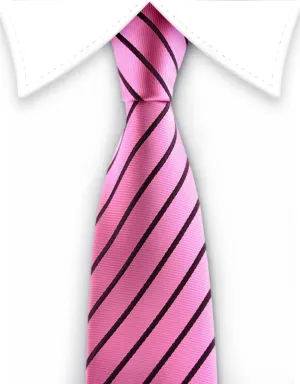 Pink Skinny Tie with Black Stripes