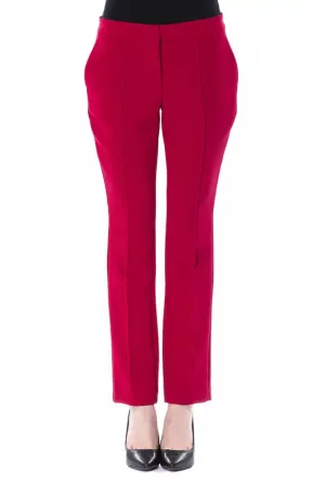 "Fuchsia Polyester Women Pant"