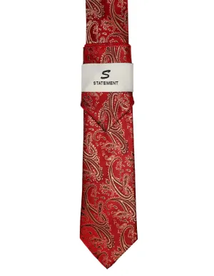 RED PAISLEY 2 PC TIE & HANKIE SET