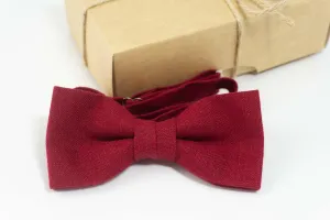 Red wedding bow tie |  red pre-tied bow tie