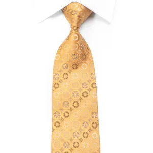 Renoma Rhinestone Silk Necktie Geometric On Golden Orange