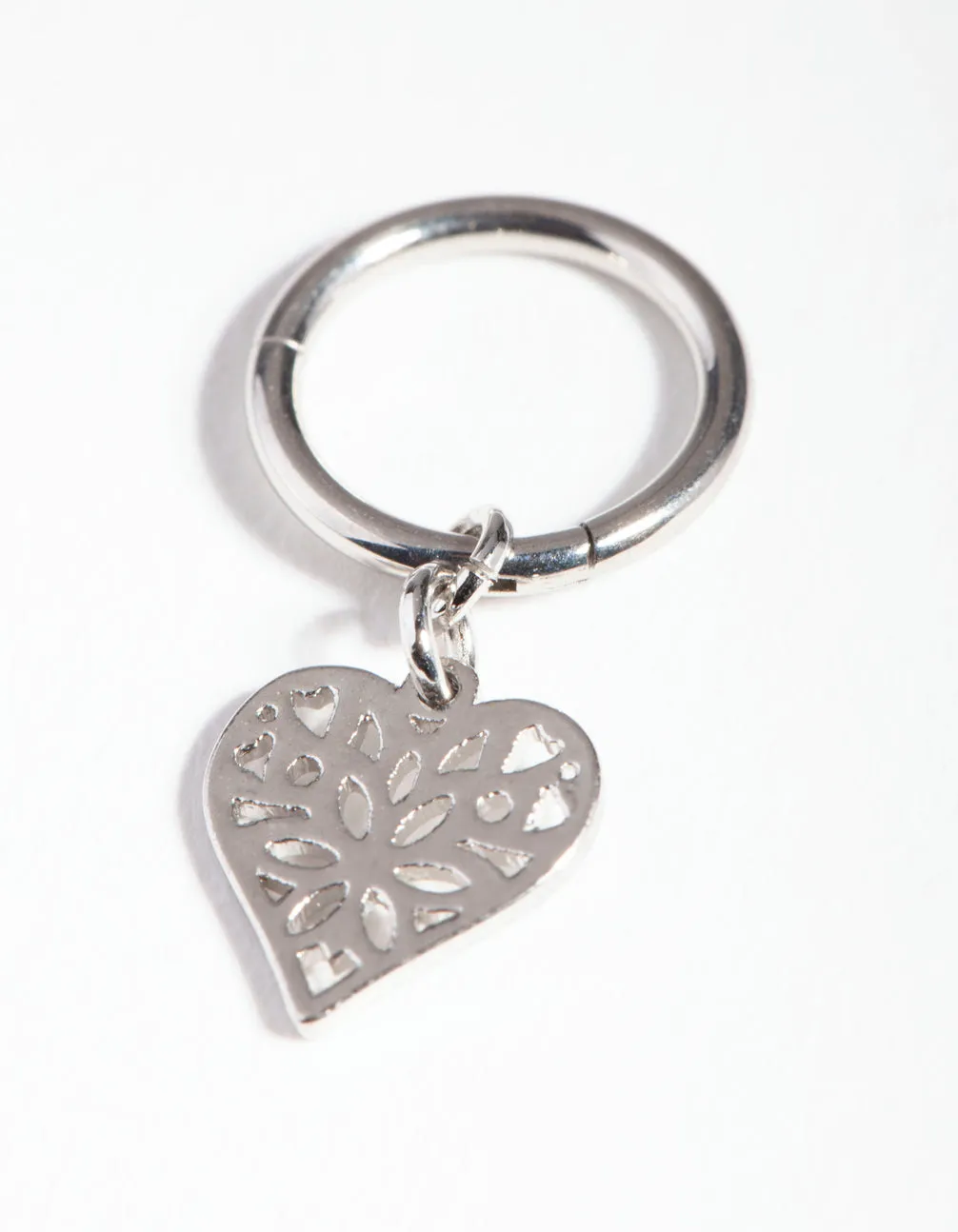 Silver Surgical Steel Filigree Heart Clicker Earring