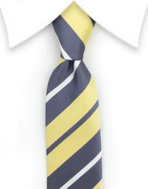 Skinny Yellow & Silver Striped Tie