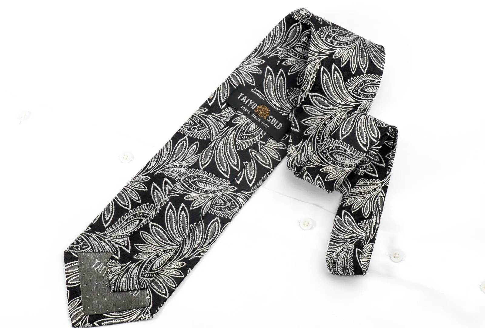 Taiyo Gold Men's Crystal Rhinestone Necktie Silver A On Black With Silver Sparkles