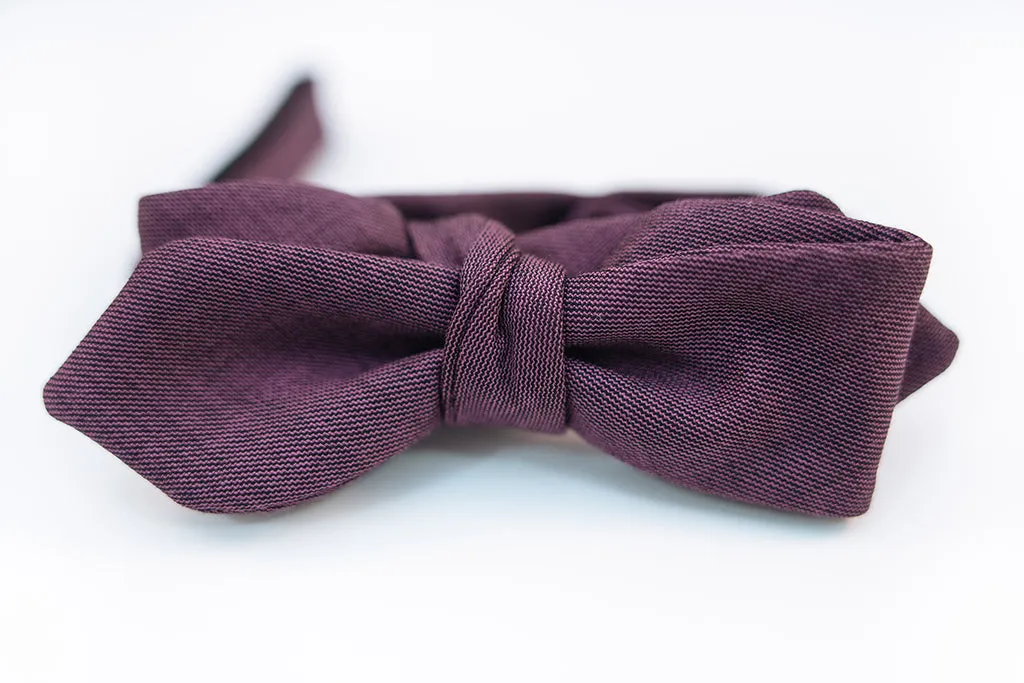 Two Toned Violet Wool Bow Tie Slim Diamond Tip